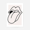 Rock Lips Tongue Black And White Print