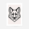Fox Animal Black And White Portrait Print