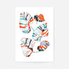 Orange And Teal Abstract Monstera Print
