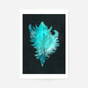 Large Conch Sea Shell Blue Antique Print