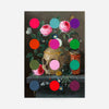 Modern Art Dots Still Life Skull and Flowers Altered Art Print