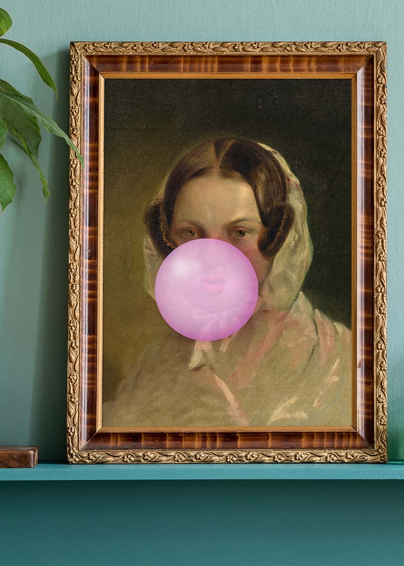 Friedrich von Amerling Lady Bubblegum Portrait Quirky Print