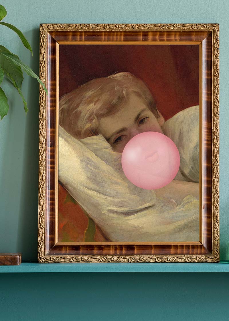 Friedrich von Amerling Lady Lying Down Bubblegum Portrait Quirky Print