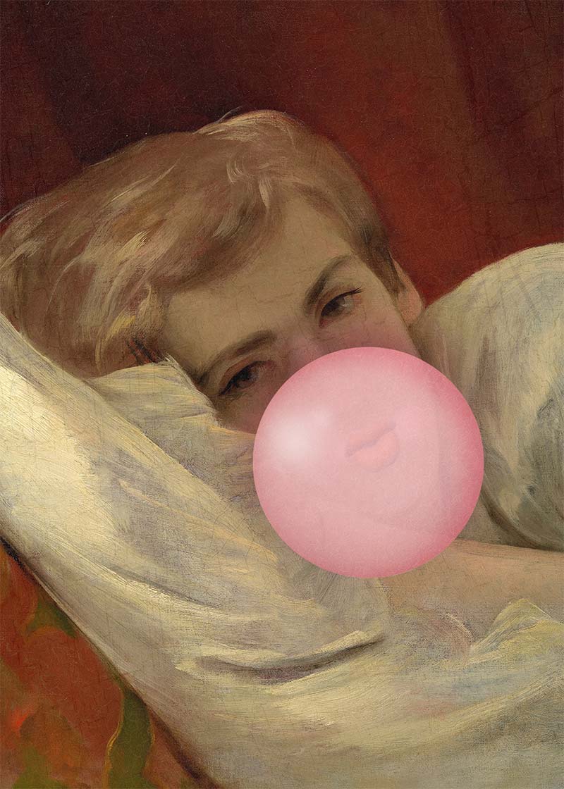 Friedrich von Amerling Lady Lying Down Bubblegum Portrait Quirky Print