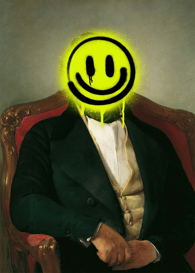 Friedrich von Amerling Spraypaint Face Quirky Graffiti Print