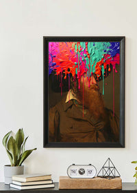 Multicolour Gloopy Paint Drip Funky Male Portrait Print