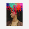 Multicolour Gloopy Paint Drip Funky Female Portrait Print