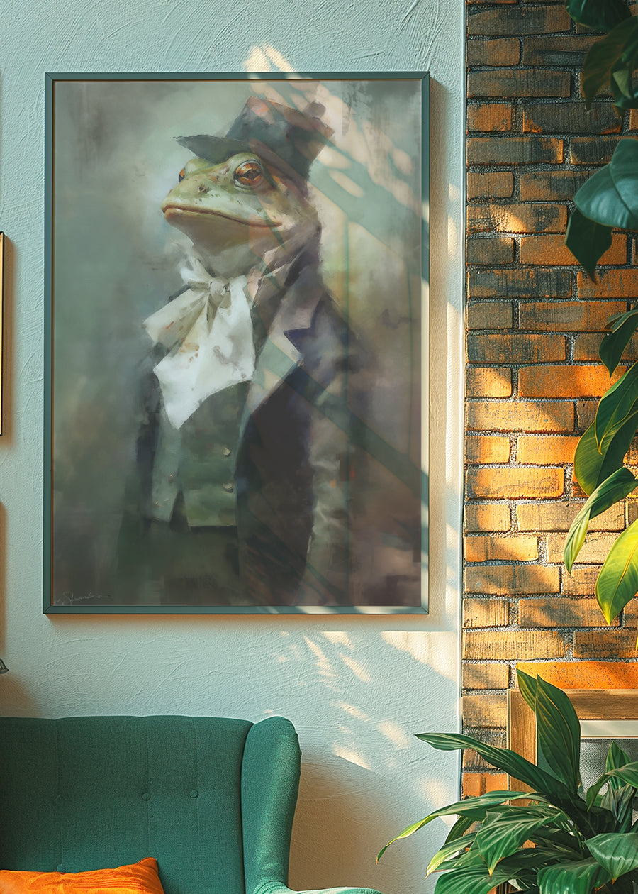 Frog Head Painting Renaissance Style Portrait