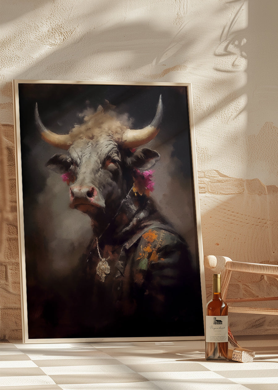 Bull Painting Renaissance Style Portrait