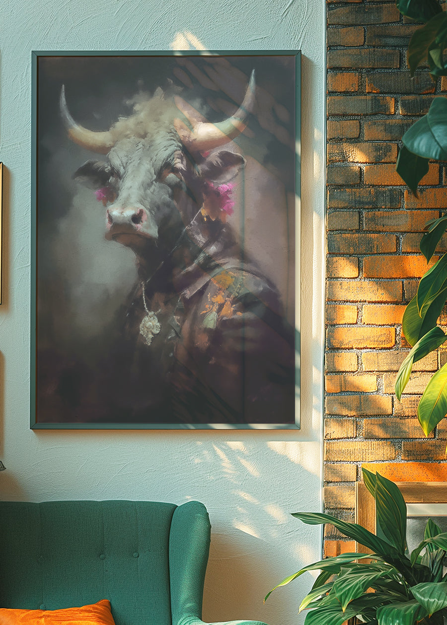 Bull Painting Renaissance Style Portrait
