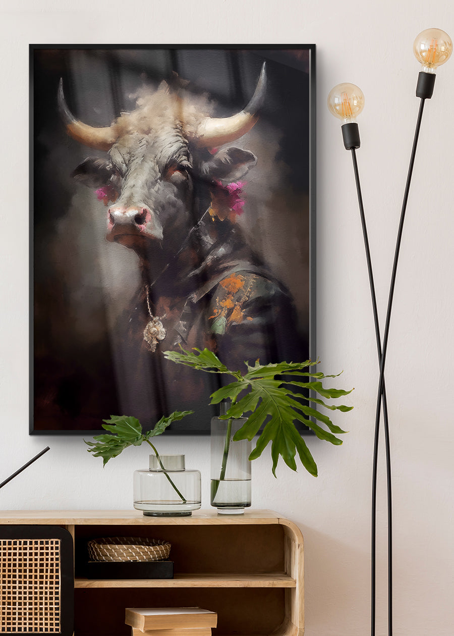 Bull Painting Renaissance Style Portrait