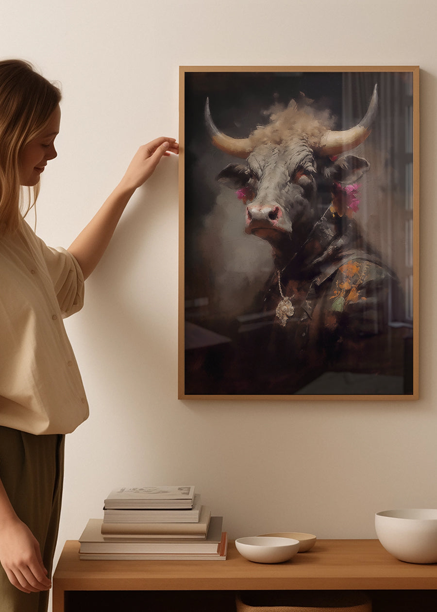 Bull Painting Renaissance Style Portrait
