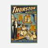 Thurston the Great Magician vintage poster with red imps, Balaam's donkey and a magician in tails
