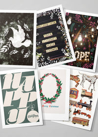 Christmas Card 6 Pack #11 (Dove, Rejoice Sign, Hope, Happy, Wreath, Toys)
