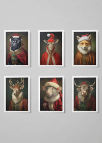 Christmas Card 6 Pack #3 (Panther, Giraffe, Fox, Lady Deer, Rat, Bull)
