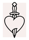 Heart And Dagger Black And White Tattoo Style Print 21x30cm Matte Clearance Print