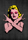 Marilyn Monroe Rock N Roll Stencil Art Graffiti Black 30x40cm Matte Clearance Print
