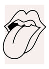 Rock Lips Tongue Black And White Print 21x30cm Matte Clearance Print