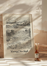Vincent Van Gogh Pencil Sketch Poster View from the Wheatfields 1888
