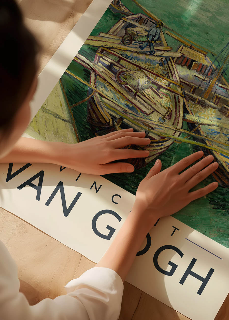 Vincent Van Gogh Quay with men unloading barges poster