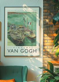 Vincent Van Gogh Quay with men unloading barges poster