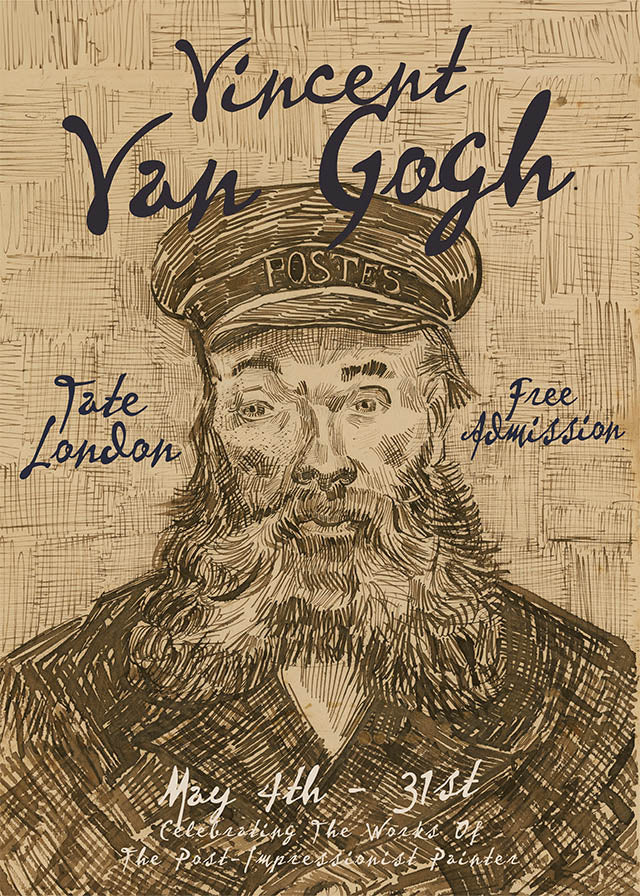 Vincent Van Gogh Postman Sketch Exhibition Poster