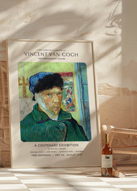 Vincent Van Gogh Self Portrait with bandaged ear centenary exhibition poster