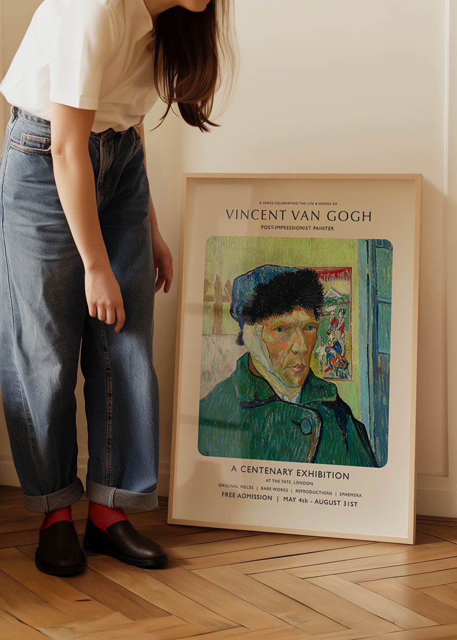 Vincent Van Gogh Self Portrait with bandaged ear centenary exhibition poster