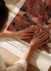 William Morris Leaves Sketch centenary exhibition poster
