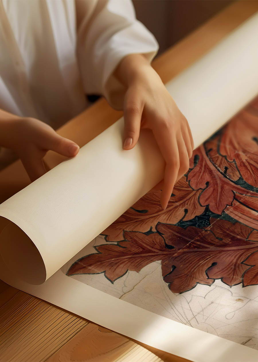 William Morris Leaves Sketch centenary exhibition poster