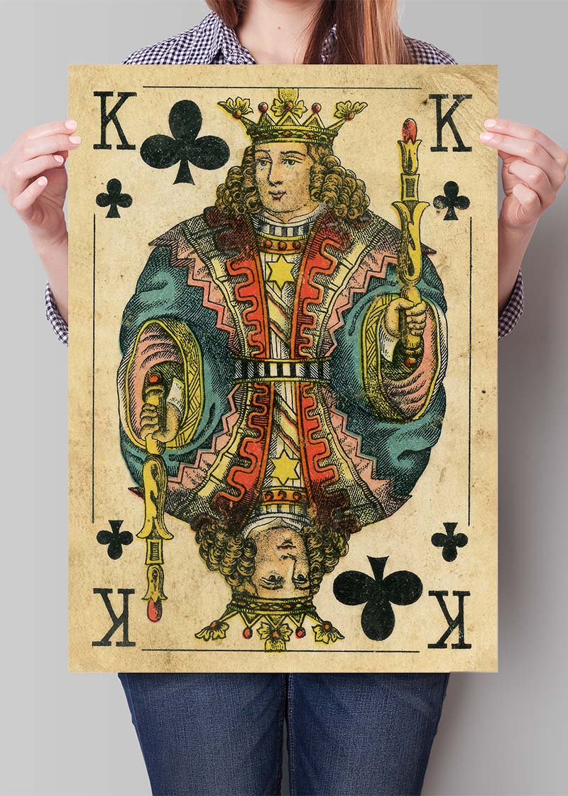 Vintage Playing Card Print - King of Clubs