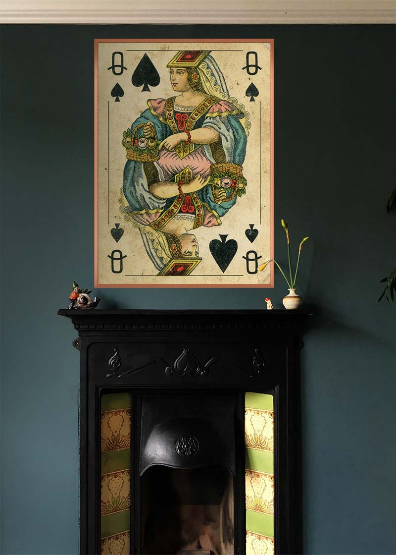 Vintage Playing Card Print - Queen of Spades