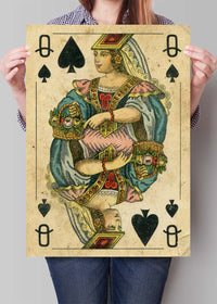 Vintage Playing Card Print - Queen of Spades