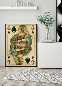 Vintage Playing Card Print - Queen of Spades