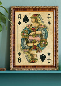 Vintage Playing Card Print - Queen of Spades