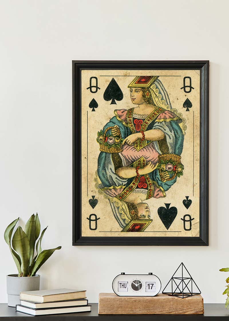 Vintage Playing Card Print - Queen of Spades