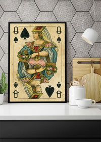 Vintage Playing Card Print - Queen of Spades