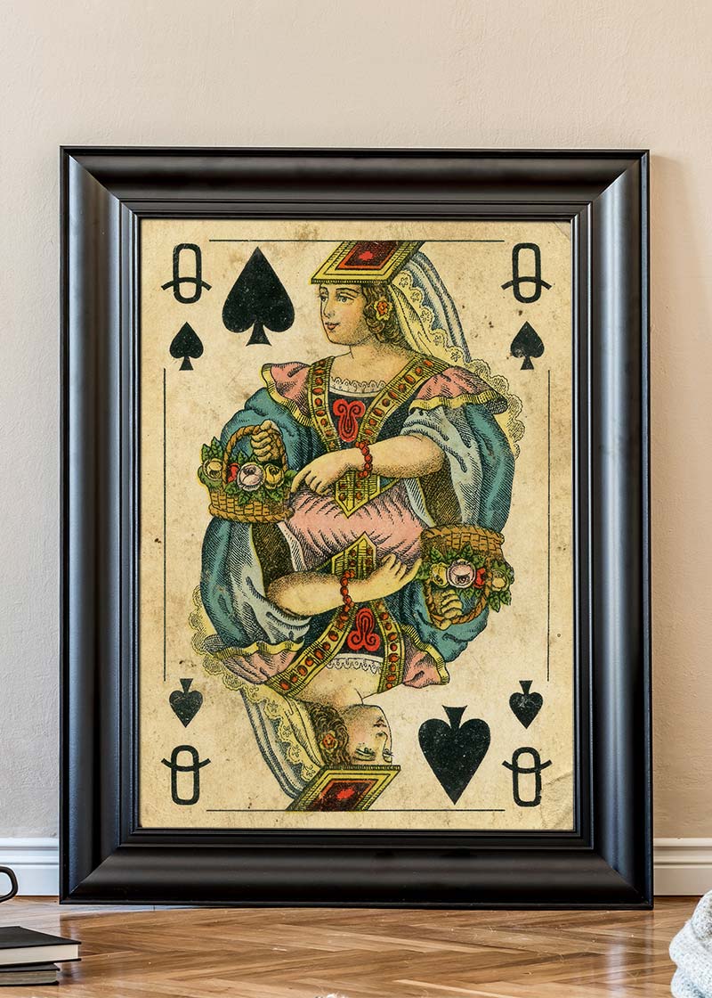 Vintage Playing Card Print - Queen of Spades