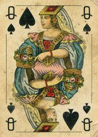 Vintage Playing Card Print - Queen of Spades