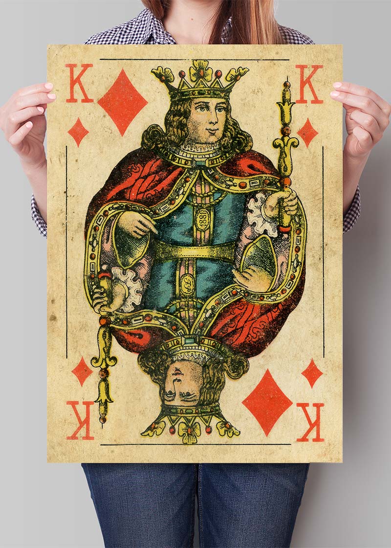 Vintage Playing Card Print - King of Diamonds