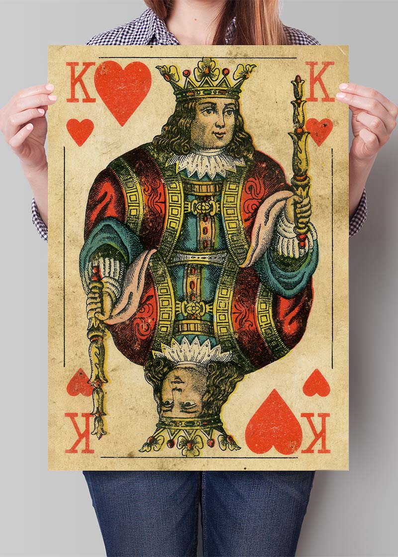 Vintage Playing Card Print - King of Hearts