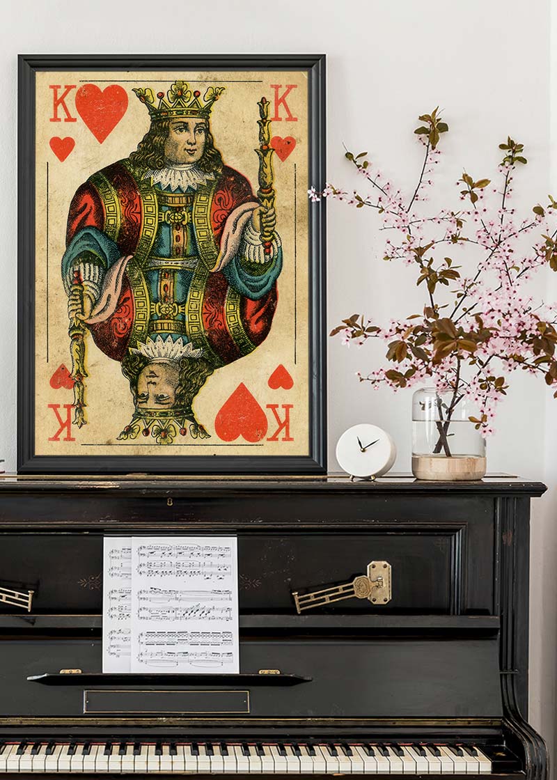 Vintage Playing Card Print - King of Hearts