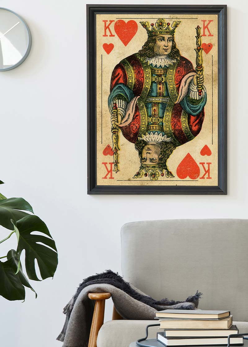 Vintage Playing Card Print - King of Hearts