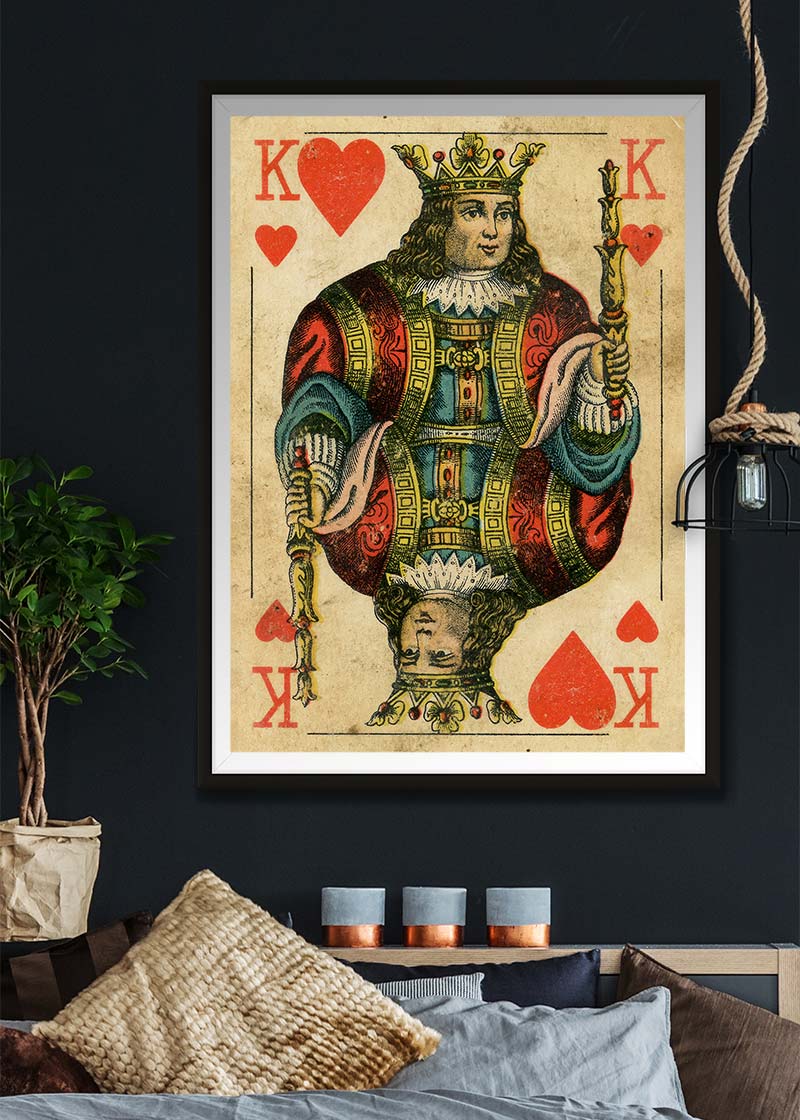 Vintage Playing Card Print - King of Hearts