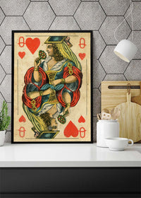 Vintage Playing Card Print - Queen of Hearts