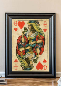 Vintage Playing Card Print - Queen of Hearts