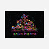 Seasons Greetings Neon Christmas Tree Print