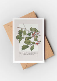 Vintage Holly A6 Christmas Greetings Card