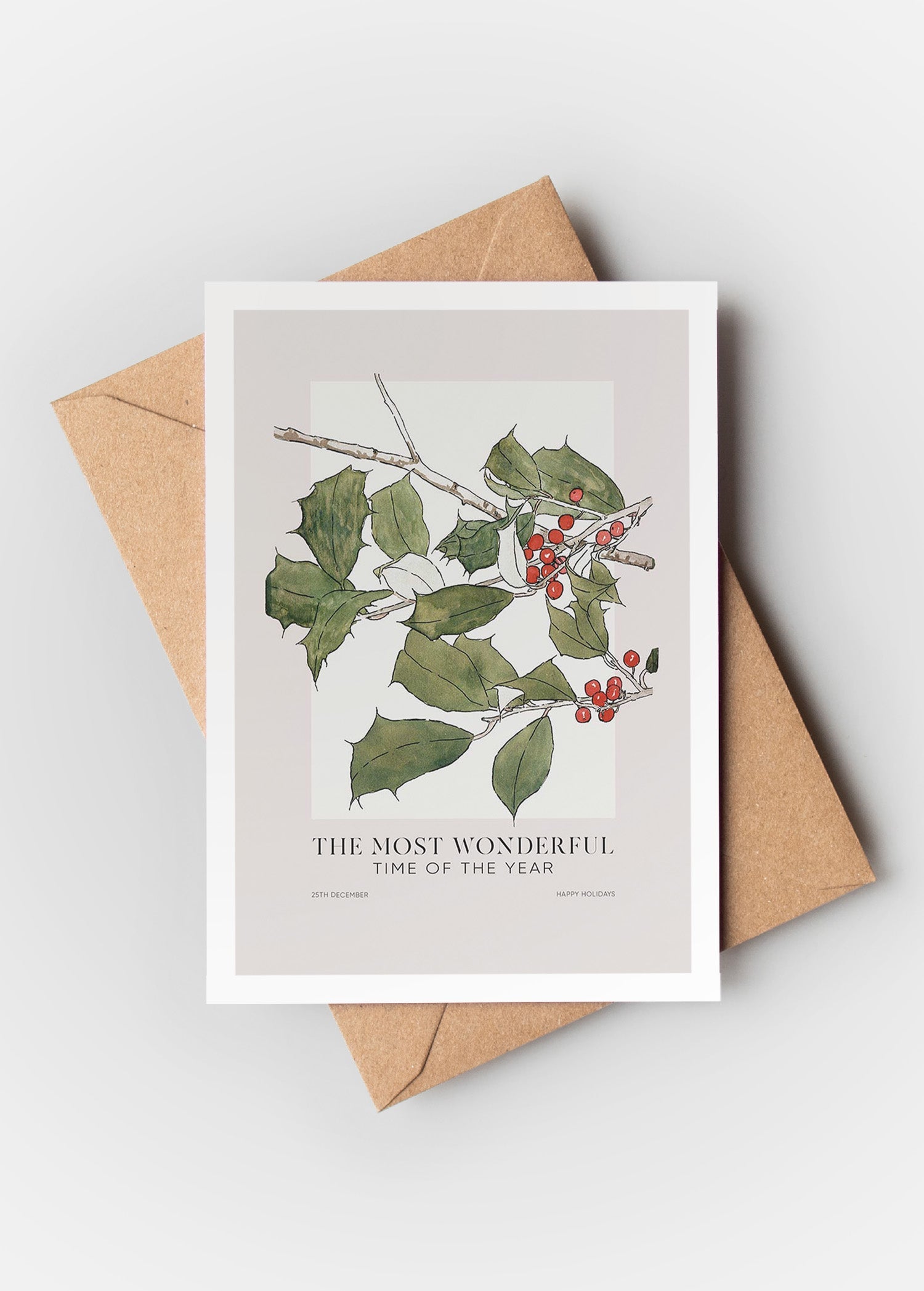 Vintage Holly A6 Christmas Greetings Card