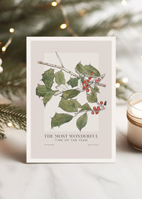 Vintage Holly A6 Christmas Greetings Card